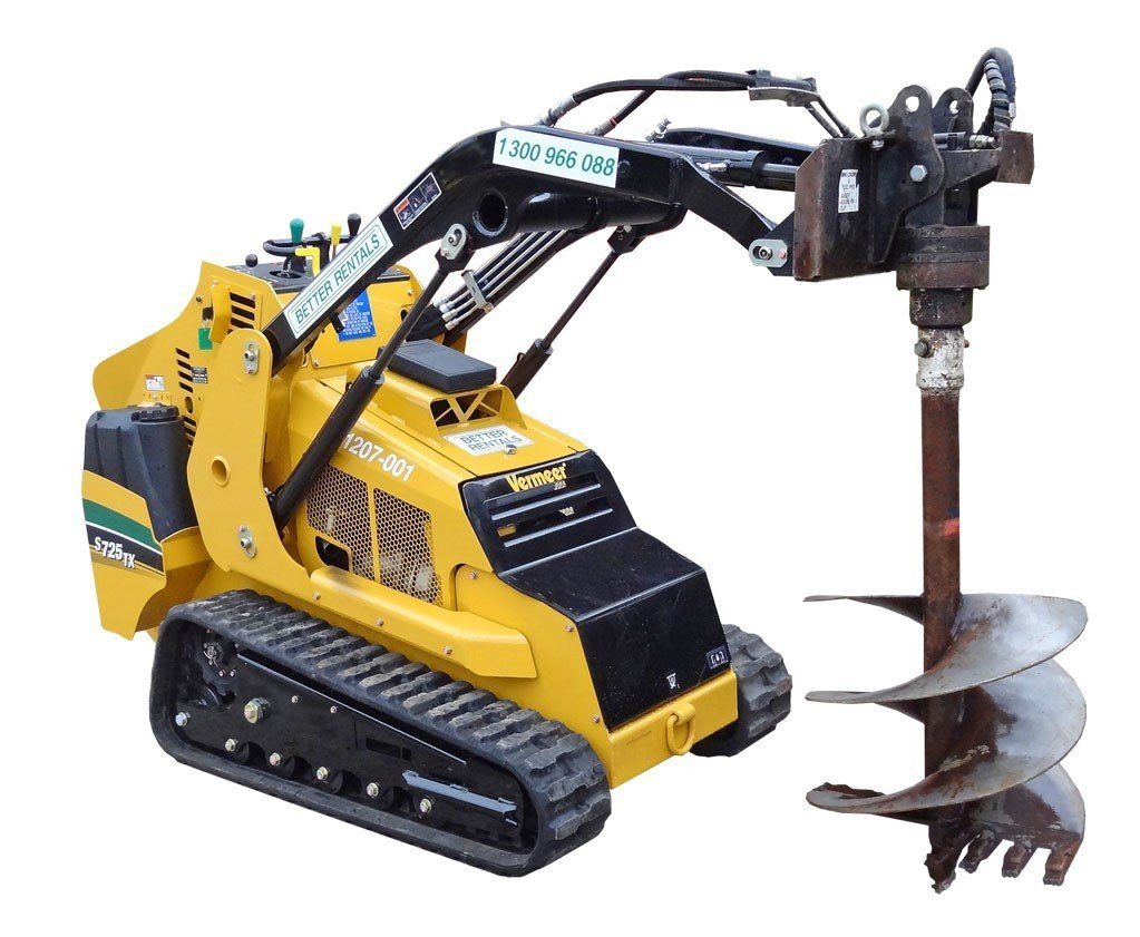 tracked mini loader hire with post hole digger
